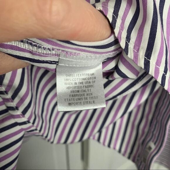 Milly Michelle Violet Striped Bell Sleeve Blouse - Picture 8 of 12